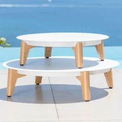 Canapé, Fauteuil Et Table Basse|MOBELLIA Table basse de jardin ronde (D86 cm) Monte Carlo Blanc