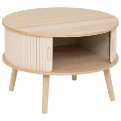 Table D'Appoint|Atmosphera, cru017dateur d'intu017drieur Table basse ronde en bois (H40 cm) Nysos Crème Beige