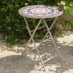 Table De Jardin|Salon De Balcon|#N/A Table bistrot mosaïque Narbonne et rose Taupe