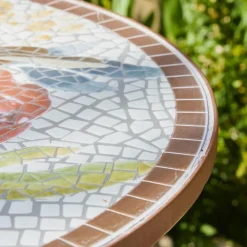 Table De Jardin|Salon De Balcon|#N/A Table bistrot ronde en mosaïque Aberdeen Marron