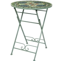 Table De Jardin|Salon De Balcon|#N/A Table bistrot ronde pliable mosaïque (D60 cm) Cancùn sauge Vert