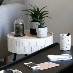 Table D'Appoint|ATMOSPHERA Table coffre en bois (H45 cm) Shiro he Blanc