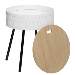 Table D'Appoint|ATMOSPHERA Table coffre en bois (H45 cm) Shiro he Blanc