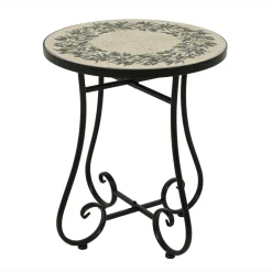 Canapé, Fauteuil Et Table Basse|EMINZA Table d'appoint ronde en mosaïque (H46 x D39 cm) Athènes Beige