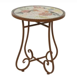 Canapé, Fauteuil Et Table Basse|EMINZA Table d'appoint ronde en mosaïque (H46 x D39 cm) Aberdeen Marron