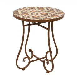 Canapé, Fauteuil Et Table Basse|EMINZA Table d'appoint ronde en mosaïque (H46 x D39 cm) Madrid Marron