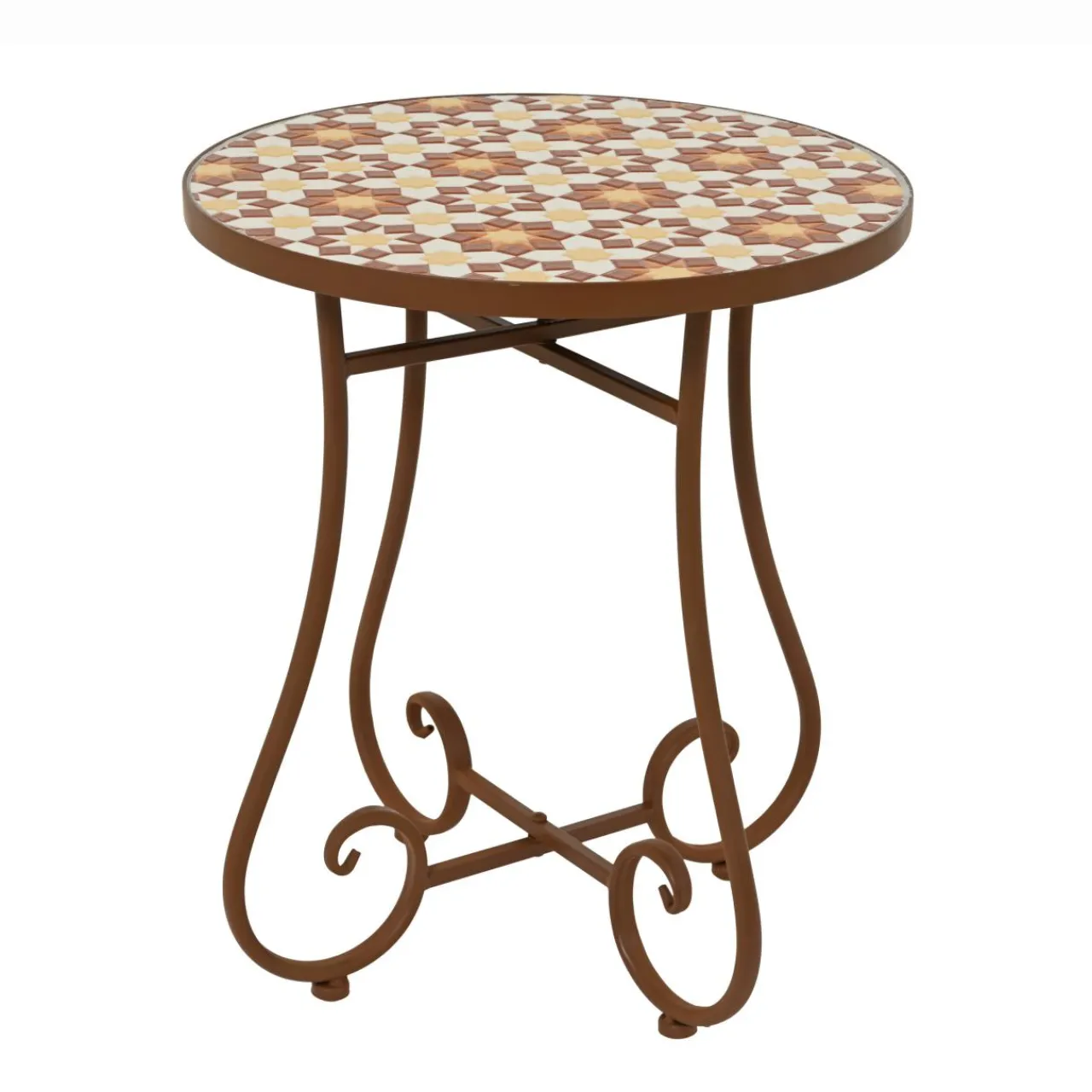 Canapé, Fauteuil Et Table Basse|EMINZA Table d'appoint ronde en mosaïque (H46 x D39 cm) Madrid Marron