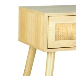 Table D'Appoint|OSTARIA Table de Chevet Bois et Cannage (60 cm) Beige