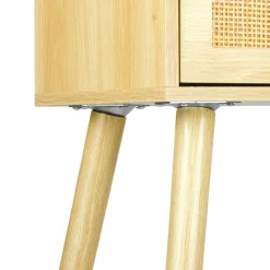Table D'Appoint|OSTARIA Table de Chevet Bois et Cannage (60 cm) Beige