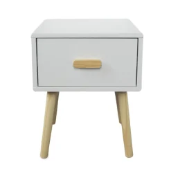 Petit Meuble Enfant|EMINZA Table de chevet enfant 1 tiroir bois (H44 cm) Livio Blanc