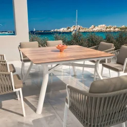 Table De Jardin|Salon De Jardin|MOBELLIA Table de jardin carré en aluminium 8 places (136 x 136 cm) Amalfi Blanc