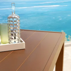 Table De Jardin|Salon De Balcon|MOBELLIA Table de jardin carrée aluminium 8 places (136 x 136 cm) Murano Bronze