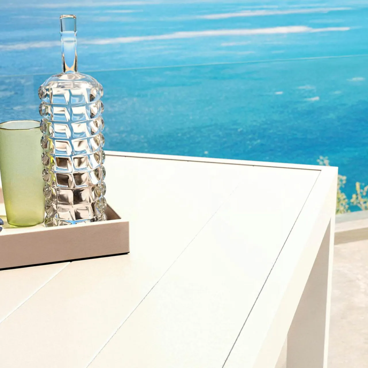 Table De Jardin|Salon De Balcon|MOBELLIA Table de jardin carrée aluminium 8 places (136 x 136 cm) Murano Blanc