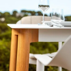 Salon De Balcon|Salon De Jardin|MOBELLIA Table de jardin carrée en aluminium 2 places (76 x 76 cm) Monte Carlo Blanc