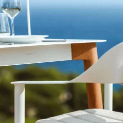 Salon De Balcon|Salon De Jardin|MOBELLIA Table de jardin carrée en aluminium 2 places (76 x 76 cm) Monte Carlo Blanc