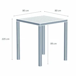 Table De Jardin|Salon De Balcon|MOBELLIA Table de jardin carrée haute aluminium 4 places (90 x H105 cm) Murano Gris Anthracite
