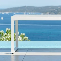 Table De Jardin|Salon De Jardin|MOBELLIA Table de jardin en aluminium et céramique 8 places (180 x 90 cm) Kore Blanc et Gris clair