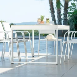 Table De Jardin|Salon De Jardin|MOBELLIA Table de jardin en aluminium et céramique 8 places (180 x 90 cm) Kore Blanc et Gris clair