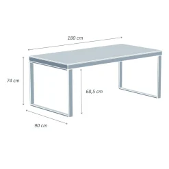 Table De Jardin|Salon De Jardin|MOBELLIA Table de jardin en aluminium et céramique 8 places (180 x 90 cm) Kore Blanc et Gris clair