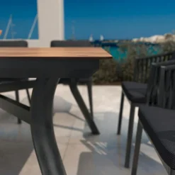Table De Jardin|Salon De Jardin|MOBELLIA Table de jardin en aluminium 8 places (200 x 90 cm) Amalfi Gris Anthracite