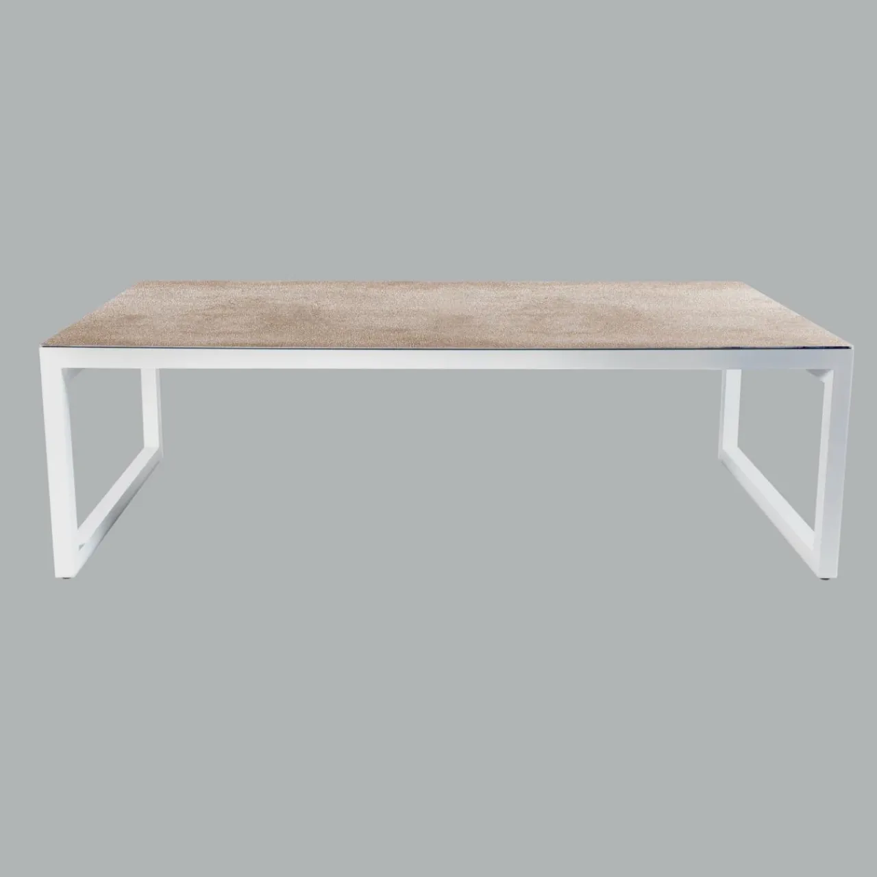 Table De Jardin|Salon De Jardin|MOBELLIA Table de jardin en aluminium et céramique 10 places (240 x 120 cm) Kore Blanc et Beige