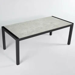 Table De Jardin|Salon De Jardin|MOBELLIA Table de jardin en aluminium et céramique 8 places (180 x 90 cm) Modena Gris clair