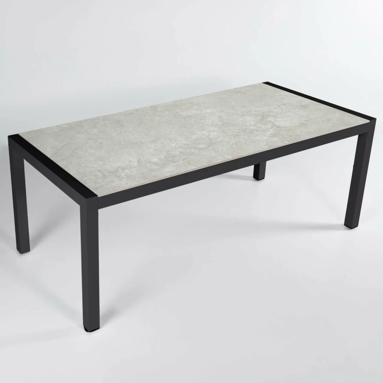 Table De Jardin|Salon De Jardin|MOBELLIA Table de jardin en aluminium et céramique 8 places (180 x 90 cm) Modena Gris clair
