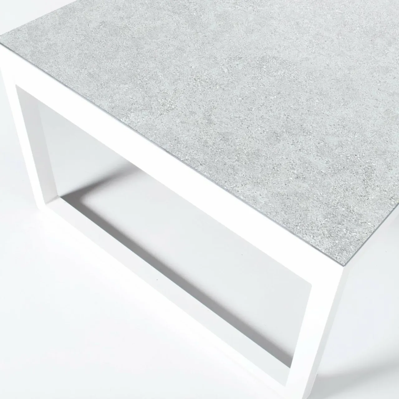 Table De Jardin|Salon De Jardin|MOBELLIA Table de jardin en aluminium et céramique 12 places (260 x 120 cm) Kore Blanc et Gris clair