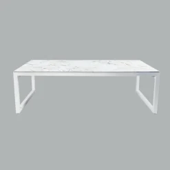 Table De Jardin|Salon De Jardin|MOBELLIA Table de jardin en aluminium et céramique 12 places (260 x 120 cm) Kore Blanc marbré