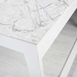 Table De Jardin|Salon De Jardin|MOBELLIA Table de jardin en aluminium et céramique 12 places (260 x 120 cm) Kore Blanc marbré