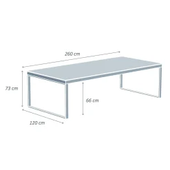 Table De Jardin|Salon De Jardin|MOBELLIA Table de jardin en aluminium et céramique 12 places (260 x 120 cm) Kore Blanc marbré