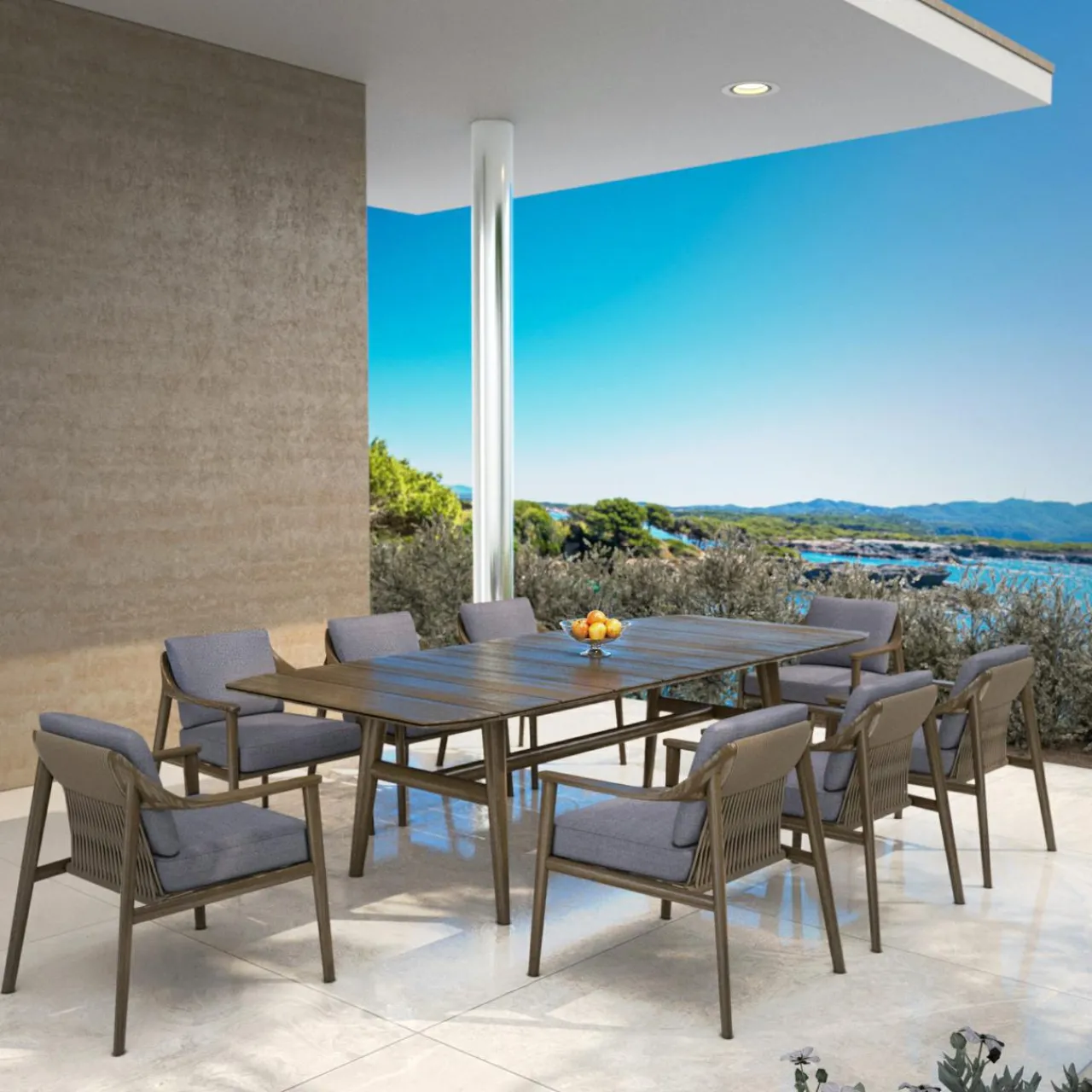 Table De Jardin|Salon De Jardin|MOBELLIA Table de jardin en bois teck 8 places (260 x 100 cm) Cap Ferrat foncé Marron