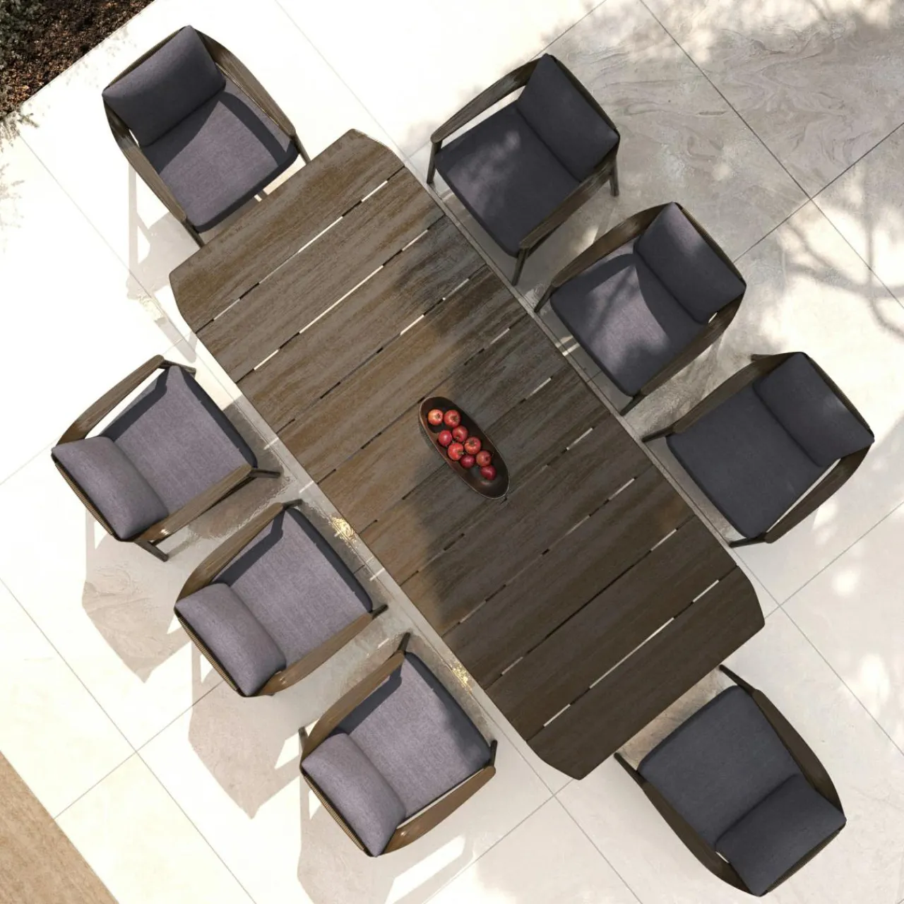 Table De Jardin|Salon De Jardin|MOBELLIA Table de jardin en bois teck 8 places (260 x 100 cm) Cap Ferrat foncé Marron