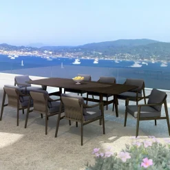 Table De Jardin|Salon De Jardin|MOBELLIA Table de jardin en bois teck 8 places (260 x 100 cm) Cap Ferrat foncé Marron
