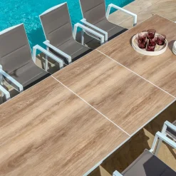 Table De Jardin|Salon De Jardin|MOBELLIA Table de jardin extensible en aluminium 10 places (260 x 96 cm) Amalfi Blanc