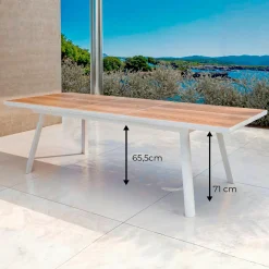 Table De Jardin|Salon De Jardin|MOBELLIA Table de jardin extensible en aluminium 10 places (260 x 96 cm) Amalfi Blanc