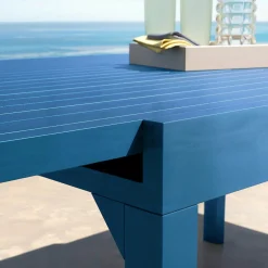 Table De Jardin|Salon De Balcon|MOBELLIA Table de jardin extensible en aluminium 8 places (90/180 x 90 cm) Murano Bleu pétrole