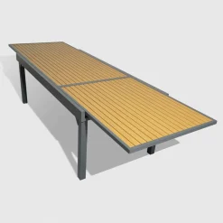 Table De Jardin|Salon De Jardin|MOBELLIA Table de jardin extensible en aluminium 12 places effet bois (200/320 x 100 cm) Murano Gris Anthracite