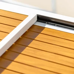 Table De Jardin|Salon De Jardin|MOBELLIA Table de jardin extensible en aluminium 10 places effet bois (135/270 x 90 cm) Murano Blanc