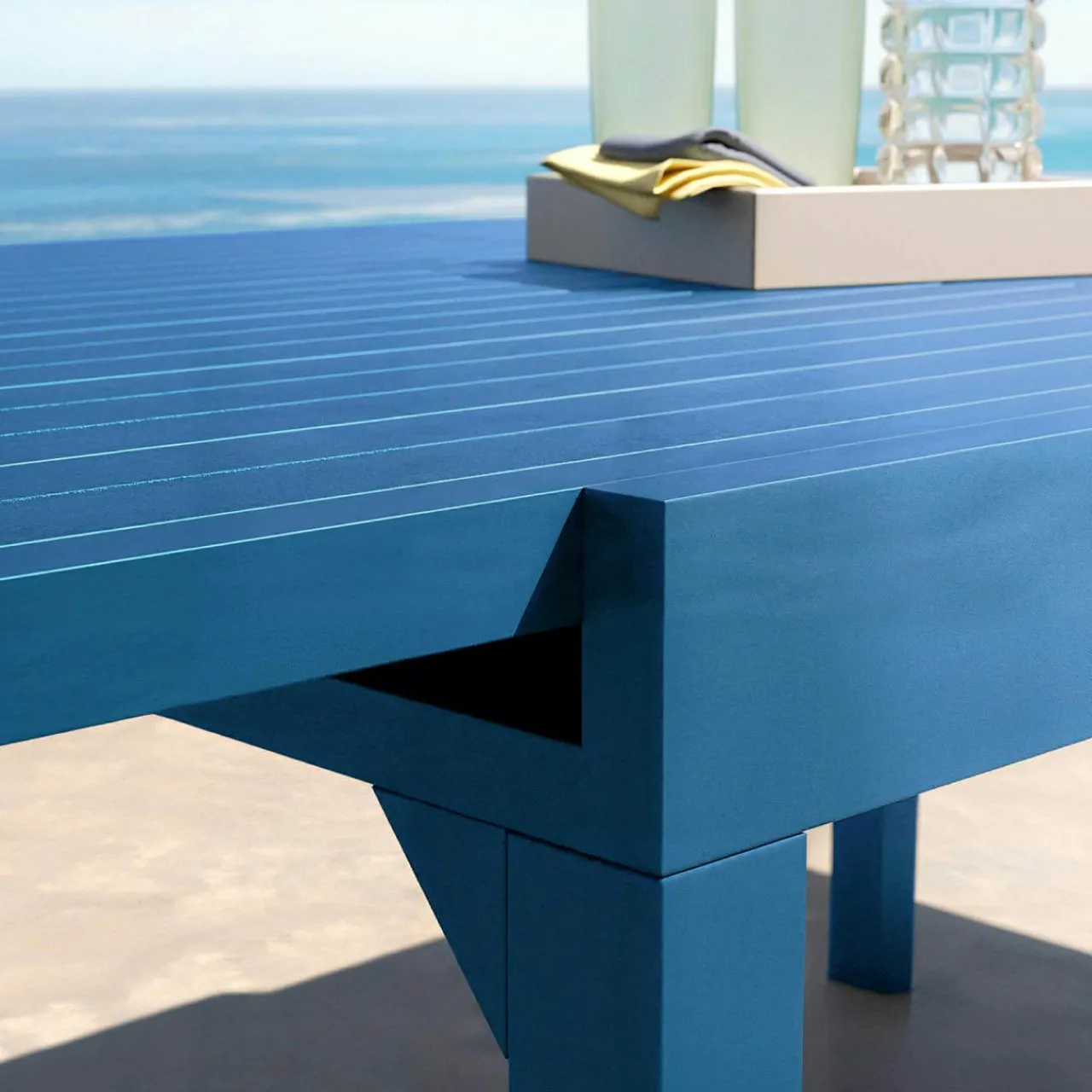 Table De Jardin|Salon De Jardin|MOBELLIA Table de jardin extensible aluminium 12 places (200/320 x 100 cm) Murano Bleu pétrole