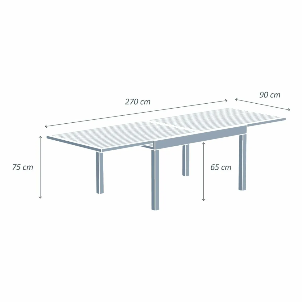 Table De Jardin|Salon De Jardin|MOBELLIA Table de jardin extensible en aluminium 10 places effet bois (135/270 x 90 cm) Murano Gris Anthracite