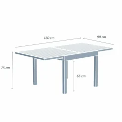 Table De Jardin|Salon De Balcon|MOBELLIA Table de jardin extensible en aluminium 8 places (90/180 x 90 cm) Murano Vert olive