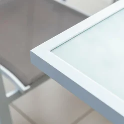 Salon De Jardin|Table De Jardin|MOBELLIA Table de jardin extensible en verre 10 places (135/270 x 90 cm) Murano Blanc