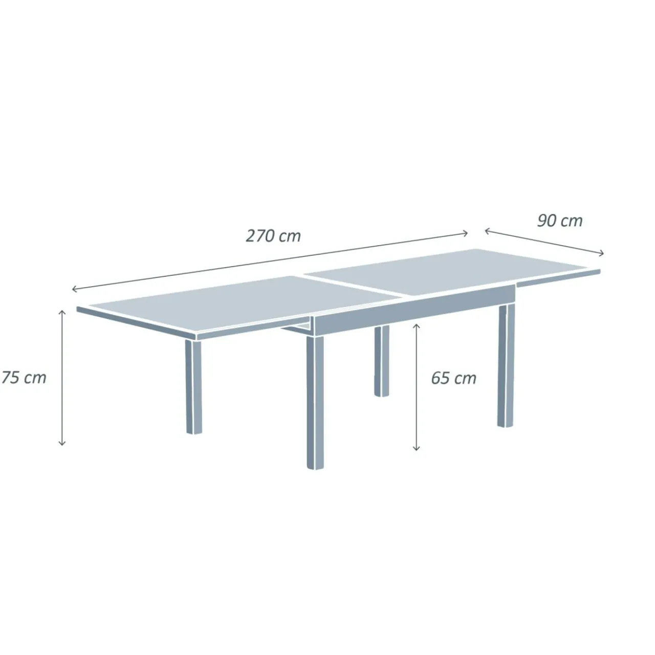 Salon De Jardin|Table De Jardin|MOBELLIA Table de jardin extensible en verre 10 places (135/270 x 90 cm) Murano Blanc