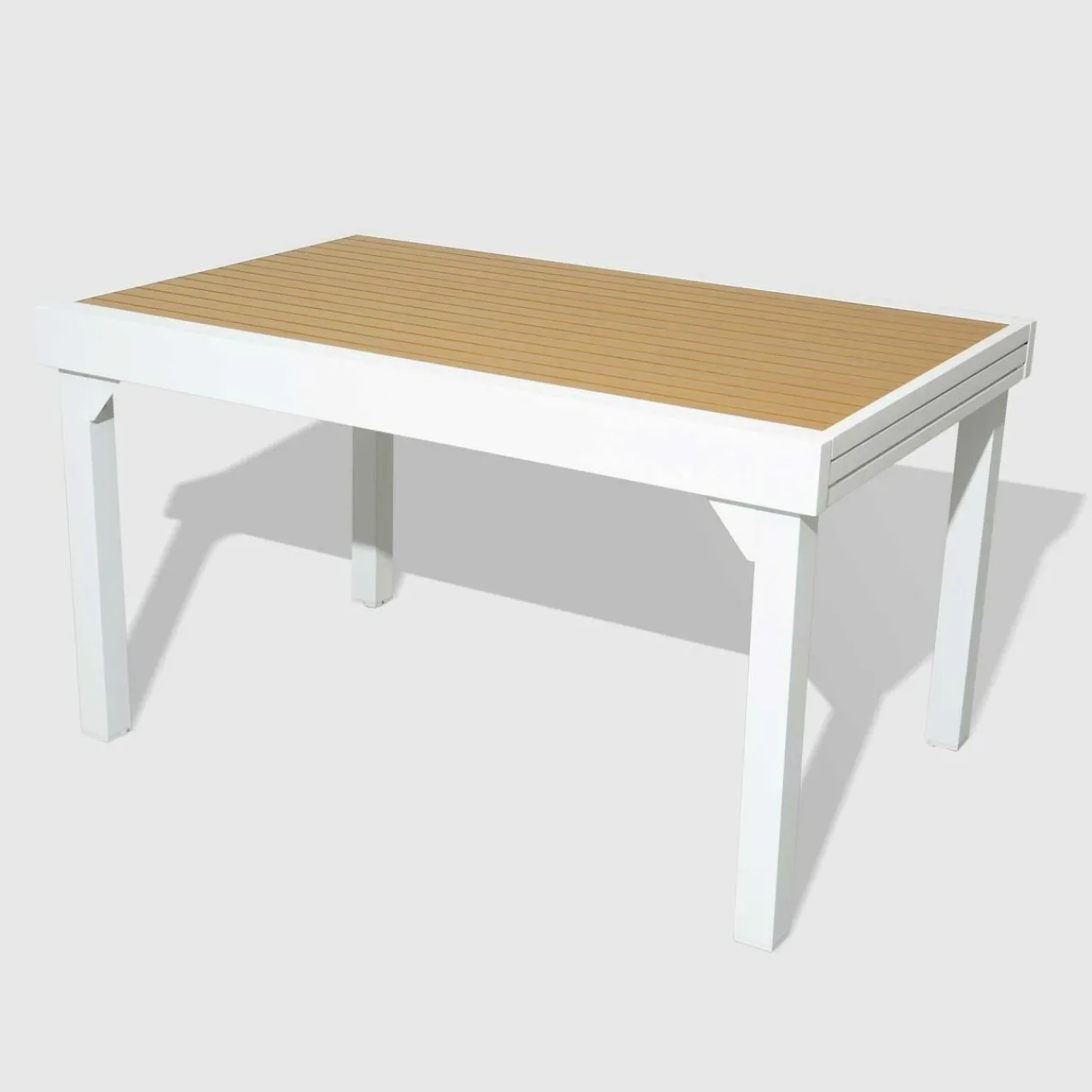 Table De Jardin|Salon De Jardin|MOBELLIA Table de jardin extensible en aluminium 12 places effet bois (200/320 x 100 cm) Murano Blanc