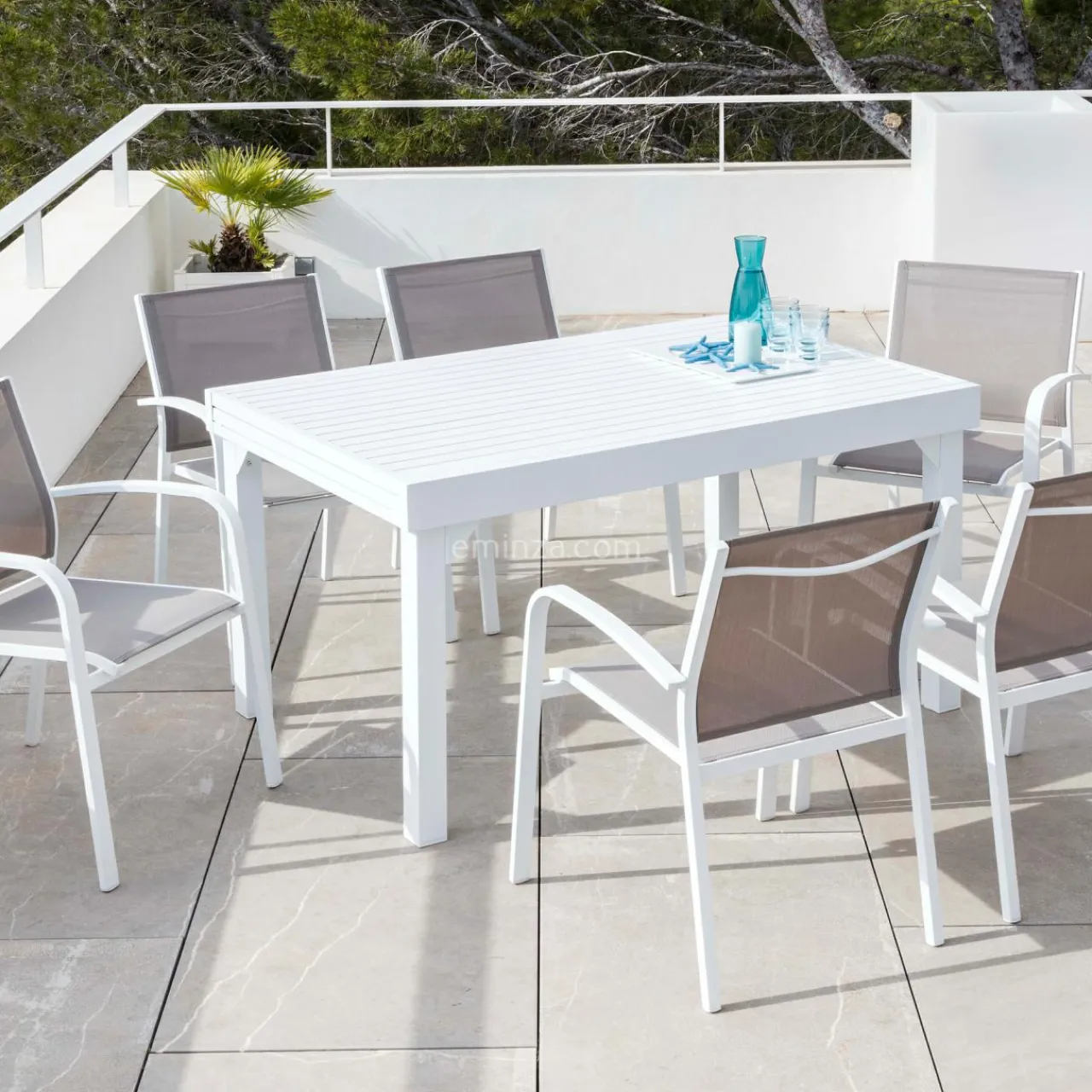 Table De Jardin|Salon De Jardin|MOBELLIA Table de jardin extensible aluminium 10 places (135/270 x 90 cm) Murano Blanc