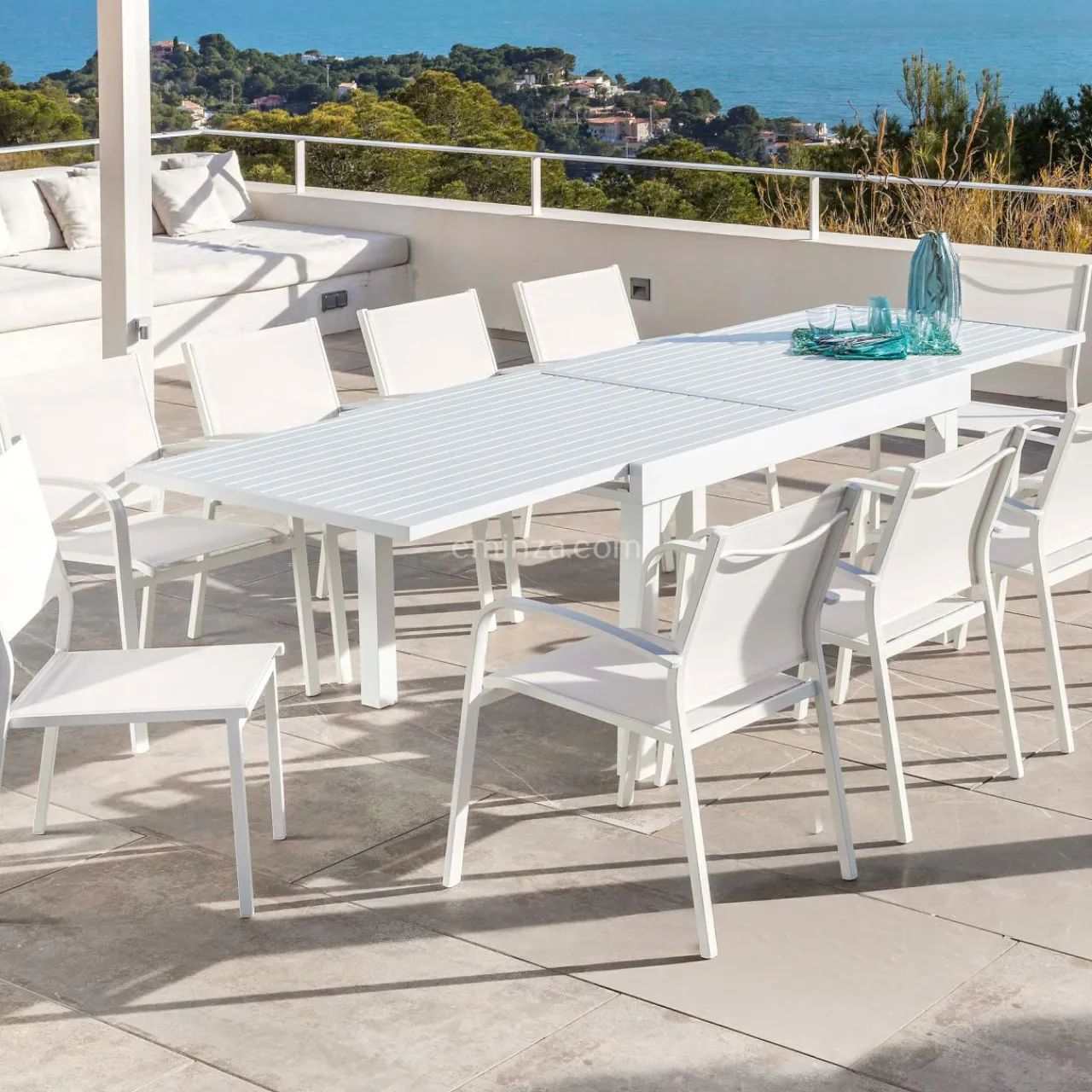 Table De Jardin|Salon De Jardin|MOBELLIA Table de jardin extensible aluminium 10 places (135/270 x 90 cm) Murano Blanc