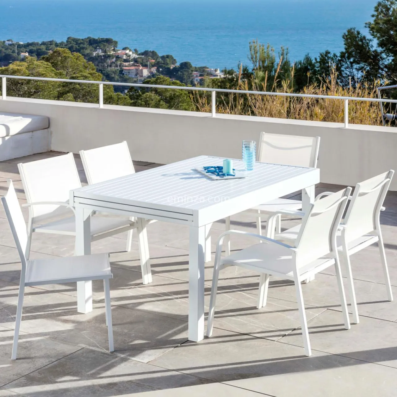 Table De Jardin|Salon De Jardin|MOBELLIA Table de jardin extensible aluminium 12 places (200/320 x 100 cm) Murano Blanc