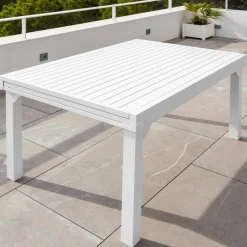 Table De Jardin|Salon De Jardin|MOBELLIA Table de jardin extensible aluminium 12 places (200/320 x 100 cm) Murano Blanc