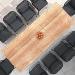 Table De Jardin|Salon De Jardin|MOBELLIA Table de jardin extensible en aluminium 10 places (260 x 96 cm) Amalfi Gris Anthracite